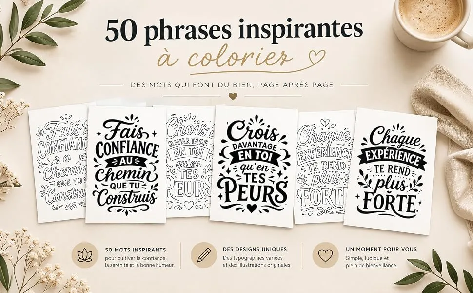 Coloriage Monochrome Confiance en soi : mise en scène du livre, visuel 2