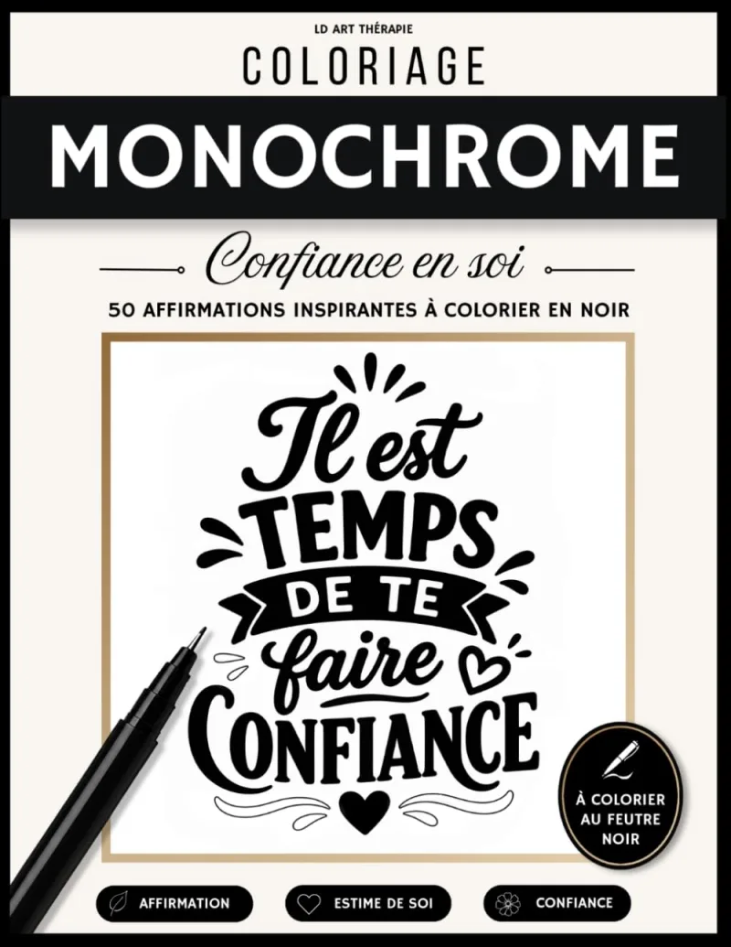 Couverture du livre Coloriage Monochrome Confiance en soi