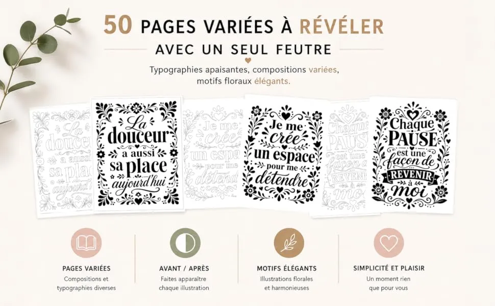 Coloriage Monochrome Détente : mise en scène du livre, visuel 2