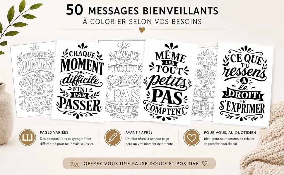 Coloriage Monochrome Réconfort : mise en scène du livre, visuel 2